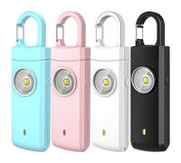 Lot de 4 alarmes de sécurité personnelles, sirène d'autodéfense rechargeable de 130 dB avec lumière stroboscopique LED, alarme porte-clés d'urgence USB-C pour femmes, enfants, personnes âgées, 4