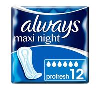 Lot De 4 - Always : Maxi Night - Serviettes Profresh Sans Ailettes - 12 Serviettes