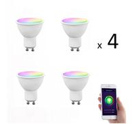 (Lot de 4) Ampoule GU10 LED connectée Wifi - RVB - 4,8W - >380 lm