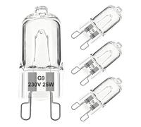 Lot de 4 Ampoules Halogènes G9 pour Four 25W 230V, Ampoules G9 pour Micro-ondes et Four, Résistantes à 500°C, pour Douilles G9, Éclairage à 360° pour Applications Domestiques et Professionnelles
