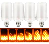 Lot de 4 ampoules LED à effet flamme 5,5 W E26 1300 K, lumières créatives avec émulation vacillante, lampes décoratives d'ambiance vintage, lanterne à feu à gaz naturel simulée (modèle à trois