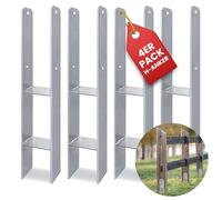 Lot de 4 ancres de poteau en H 600 x 121 x 6 mm pour poteaux de 12 x 12 cm