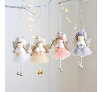 Lot de 4 anges de Noël à suspendre en plastique et tissu pour une belle décoration de vacances