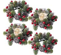 Lot de 4 anneaux de bougies de Noël artificiels pour armoires de cuisine, fenêtres, piliers de porte d'entrée