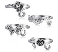 Lot de 4 anneaux de crochet pour doigt, anneaux de crochet en métal pour tension, anneau de tension réglable, accessoires de tricot à la main faciles à crocheter et gadgets pour les travaux manuels