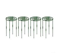 Lot de 4 anneaux de support antirouille en fer robuste de 8 mm avec dessus en maille pour tomates, roses, cages de plantes d'extérieur réglables pour une croissance verticale, vert (A)