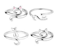 Lot de 4 anneaux de tension réglables en forme de chat mignon pour crochet, crochet à tricoter, accessoires pour travaux manuels, cadeaux pour femme