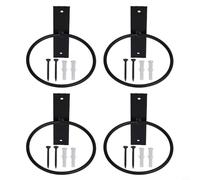 Lot de 4 anneaux muraux en métal pour pot de fleurs, supports de suspension en fer noir pour décoration de jardin, balcon, 10,2 cm, 10,2 cm