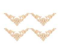 Lot De 4 Applique En Bois Sculpté De Style Européen, 12x12CM Bois Sculpte Decal Coin Vintage Non Peints Meubles Déco Sculpté Pour L'armoire Meubles Fenêtre Miroir Ornement À Main De Porte À La Maison