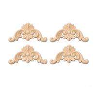 Lot de 4 appliques d'angle en bois pour meubles et décoration murale avec sculpture de style européen classique (6 x 6 cm)