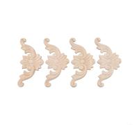 Lot de 4 appliques d'angle en bois pour meubles et décoration murale avec sculpture de style européen classique (10 x 10 cm)