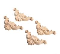 Lot de 4 appliques d'angle en bois pour meubles et décoration murale avec sculpture de style européen classique (4 x 4 cm)