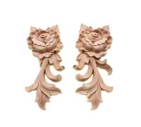Lot de 4 appliques d'angle en bois sculpté floral pour cadres muraux, portes, meubles, sculptures sur bois, figurines décoratives en bois, artisanat gauche et droite