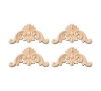 Lot de 4 appliques d'angle en bois sculpté pour meubles de style européen pour décoration d'intérieur, porte ou mur (6 x 6 cm)