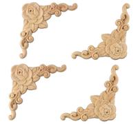 Lot de 4 appliques d'angle en bois sculpté pour portes, armoires et miroirs pour créer un style européen élégant