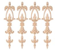 Lot de 4 appliques d'angle en bois sculpté ZONADAH 25 x 6 cm - Long vertical - Motif floral sculpté - Cadre décoratif pour meubles, portes, armoires, fenêtres, miroirs
