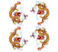 Lot de 4 Appliques Dragon Chinois Brodées en Polyester | Thermocollants, Motifs Nuages et Flammes, Couvre Zones Usées, pour Paquet à Dos, Chapeaux, Spectacles et Fêtes