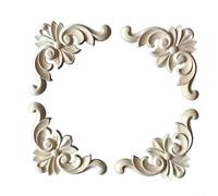 Lot de 4 appliques en bois, garniture en bois sculpté, ensemble de moulures, décalcomanie, décoration d'intérieur, style européen élégant, mur, porte, armoire (20 x 20 cm)