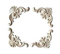 Lot de 4 appliques en bois sculpté pour décoration 6 x 6 cm
