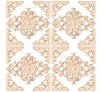 Lot de 4 appliques en bois sculpté pour décoration de meubles en bois, décalcomanies de sculpture sur bois pour mur, armoire, porte, lit