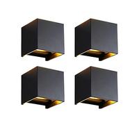 Lot de 4 Appliques murales carrées à LED, Abat-Jour cubique en Aluminium, éclairage d'intérieur à intensité réglable, idéal pour Un Salon ou Une Chambre à Coucher, lumière Blanche Chaude