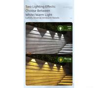 Lot de 4 appliques murales solaires LED avec détecteur de mouvement pour jardin et cour, étanche IP65 avec sélection de lumière blanche chaude et froide (lumière blanche)