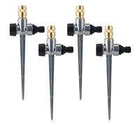 Lot de 4 arroseurs atomisants réglables en laiton pour cour avec base à pointes en alliage et ruban d'étanchéité, couverture à 360 °, pulvérisateur d'arrosage automatique pour jardin (doré et argent)