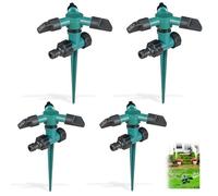 Lot de 4 arroseurs de pelouse rotatifs 360° AIMOONSA - 3 bras, 12 trous, ABS/PP, piquet
