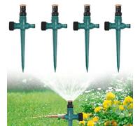 Lot de 4 arroseurs de pelouse rotatifs à 360°, réglables en ABS + PVC avec piquets pour pelouse, fleurs, légumes, couverture de 12 m (vert)