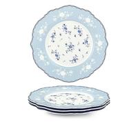 Lot de 4 assiettes à dessert fleurs bleues 20,8?cm