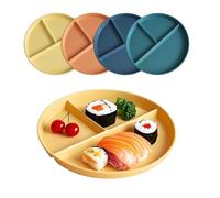 Lot de 4 assiettes à dîner divisées de 22,9 cm - Réutilisables et incassables pour adultes et enfants | Passent au micro-ondes et au lave-vaisselle, design de plat profond pour pique-niques et régimes