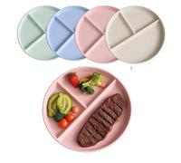Lot de 4 assiettes à dîner divisées de 22,9 cm - Réutilisables et incassables pour adultes et enfants | Passent au micro-ondes et au lave-vaisselle, design de plat profond pour pique-niques et régimes