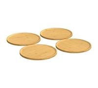 Lot de 4 assiettes à pizza en bambou, rondes, Ø 32 x 1,5 cm, bois robuste avec finition à l'huile naturelle, idéales pour servir des pizzas, des tartes, des gâteaux, du pain et des pâtisseries au four