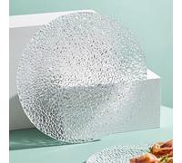 Lot de 4 assiettes à salade en verre transparent pour dessert, apéritif, fruits, collation, lave-vaisselle et empilables, motif flocon de neige (10inch, 4pcs)