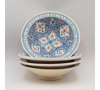 Lot de 4 assiettes creuses Tebsi Marocain Turquoise - D 23 cm