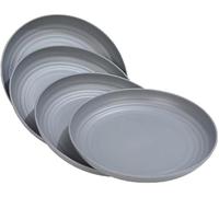 Lot de 4 assiettes en plastique réutilisables, incassables, 20 cm, assiettes de camping légères pour pique-nique, salade, pâtes, fête, maison, bureau, passent au lave-vaisselle et au micro-ondes (gris