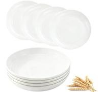 Lot de 4 assiettes en plastique réutilisables, incassables, 20 cm, assiettes de camping légères pour pique-nique, salade, pâtes, fête, maison, bureau, passent au lave-vaisselle et au micro-ondes