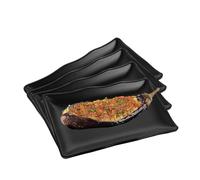 Lot de 4 Assiettes Plates, Assiettes Rectangulaire, Assiettes à Dessert, 20.7x12.8x2.7cm Assiettes à Dîner en Porcelaine, pour Entrée, Dessert, Gâteau, Salade, Sushi, Nourriture, Fête