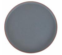 Lot de 4 assiettes plates en grès, bord effet terre cuite, gris, Copenhague