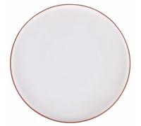 Lot de 4 assiettes plates en grès, bord effet terre cuite, ivoire, Copenhague