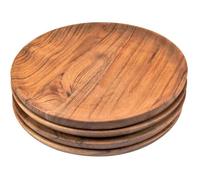 Lot de 4 assiettes rondes en bois d'acacia Nettoyage facile et léger Pour la vaisselleles collationsles desserts 17,8 x 17,8 607
