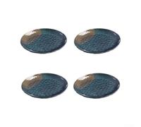 Lot de 4 assiettes rondes en mélamine à texture martelée incassables et réutilisables Noir 24,1 cm (19 cm)