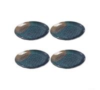Lot de 4 assiettes rondes en mélamine à texture martelée incassables et réutilisables, noir, 24,1 cm (24,1 cm)