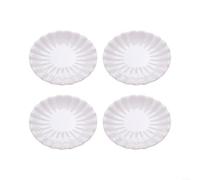 Lot de 4 assiettes rondes en mélamine blanche avec bord floral en relief Plats plats pour servir Incassables Léger pour restaurant et maison 20,2 cm ou 25,4 cm (25,4 cm)