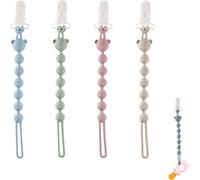 Lot De 4 Attache-Tétine En Silicone,Attaches-Sucettes Avec Clip De Sécurité Pour Bébés Garçons Et Filles,Accessoires Pour Poussettes,Chaises Hautes,Berceaux,Sièges Auto-Faciles À Nettoyer