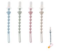 Lot De 4 Attache-tétine En Silicone, Attaches-sucettes Avec Clip De Sécurité Pour Bébés Garçons Et Filles, Accessoires Pour Poussettes, Chaises Hautes, Berceaux, Sièges Auto-faciles À Nettoyer