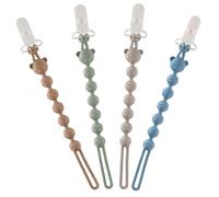 Lot de 4 Attache Tétine Silicone Bébé - Bekecidi pour Garçons et Filles Attaches-Tétines avec Clip Sécurité Porte Bébé, Attaches-Sucettes Tetine Silicone et Clipp Faciles à Nettoyer