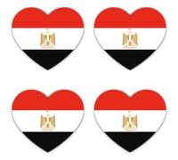 Lot de 4 autocollants : 100 mm - Drapeau cœur Égypte Lot de 4 autocollants en vinyle 100 mm résistant aux intempéries pour extérieur, voiture, ordinateur portable, valise