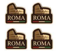 Lot de 4 autocollants : 100 mm - ROMA Colisée Set d'autocollants Vinyle Drapeau Italie Voyage Souvenir Ordinateur Portable Valise Imperméable 100 mm 10 cm Lot de 4
