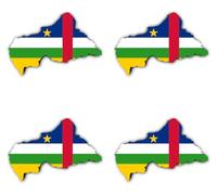Lot de 4 autocollants 150 mm - Silhouette drapeau/carte à rabat - République centrafricaine - CF - pour voiture, ordinateur portable et plus encore